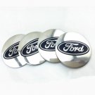4pcs 56mm Decal Badge Emblem Stickers Fits Ford Wheel Centre Hub Caps Silver/Dark Blue