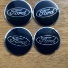 4pcs 56mm Decal Badge Emblem Stickers Fits Ford Wheel Centre Hub Caps Dark Blue/Silver