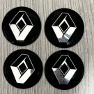 4pcs 56mm Decal Badge Emblem Stickers Fits RENAULT Wheel Centre Hub Caps Black