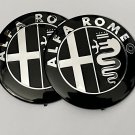 2Pcs 74mm Decal Front Boot Bonnet Badge Stickers Fits Alfa Romeo BLACK Emblem