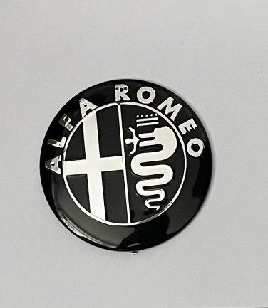 1Pc 74mm Decal Front Boot Bonnet Badge Stickers Fits Alfa Romeo BLACK Emblem