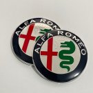 2Pcs 74mm Decal Front Boot Bonnet Badge Stickers Fits Alfa Romeo SILVER Emblem