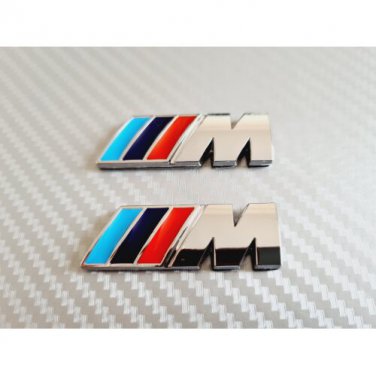 2Pcs BMW Decal METAL M Sport Wing Fender Emblem Boot Badge Chrome