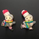 Skating Penguin Christmas Lapel Pins Set of 2
