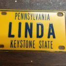 Pennsylvania LINDA name plate personalized bicycle license plate