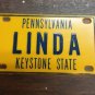 Pennsylvania LINDA name plate personalized bicycle license plate