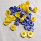 Round and teardrop plastic game pieces 20 yellow 19 purple