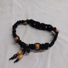 Ankle Bracelet 9 inch Knotted Cord Wood Beads Handmade