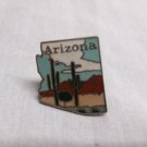Arizona state shaped souvenir travel lapel pin with desert cactus