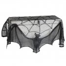 Halloween black spider web bat lace curtain