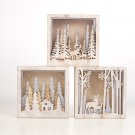 Christmas Decoration Ornaments Wooden Luminous Small Square Box