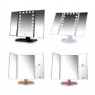 24 LED Magnifying Lighted Cosmetic Makeup Mirror Tabletop Tri-fold Touch Screen