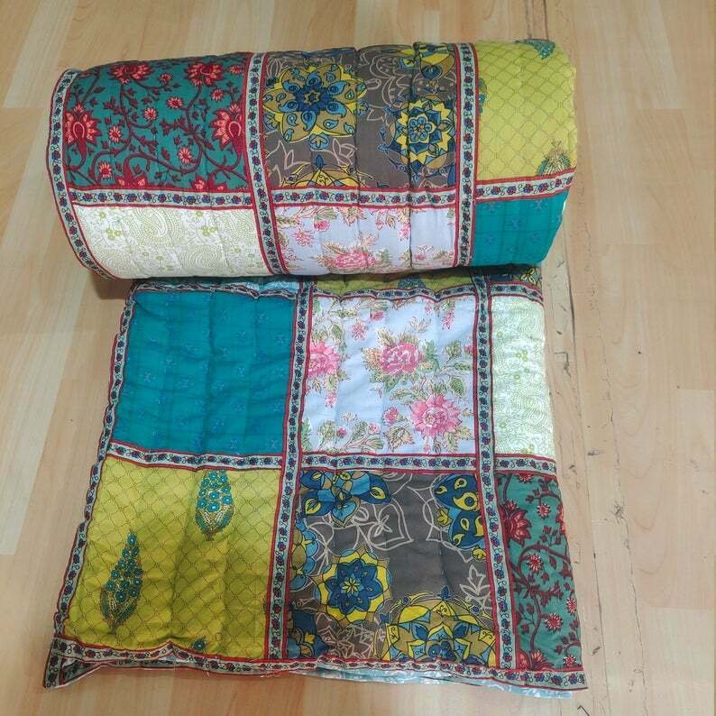 Details about   Indian Hand Made  quilt 800 TC Indian 