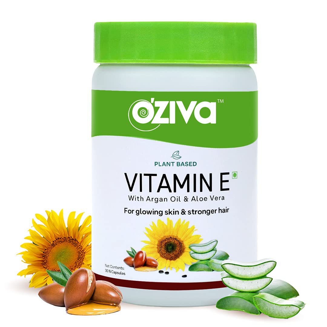 Plant Based Natural Vitamin E (Sunflower Oil Argan Oil Aloe Vera Oil) 30 Green Capsules