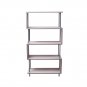 S-Shaped 5 Shelf Bookcase, Wooden Z Shaped 5-Tier Etagere Bookshelf