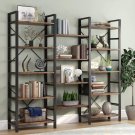 Triple Wide 5-Shelf Bookcase, Etagere Large Open Bookshelf Vintage