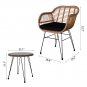 3 pcs Wicker Rattan Patio Conversation Set with Tempered Glass