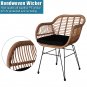3 pcs Wicker Rattan Patio Conversation Set with Tempered Glass