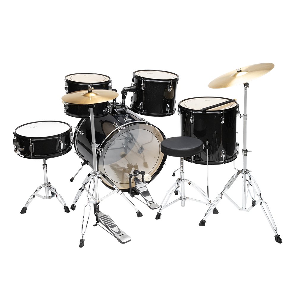 Glarry Full Size Adult Drum Set 5-Piece Black