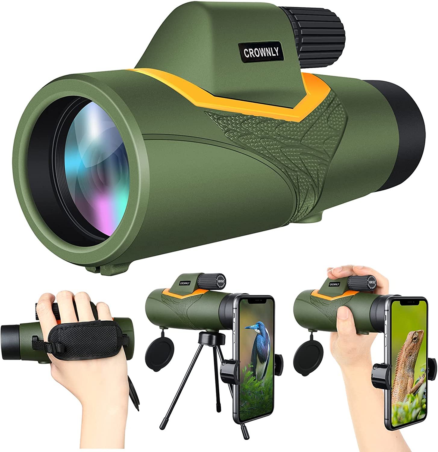 16X52 Monocular Telescope with Quick Smartphone Holder