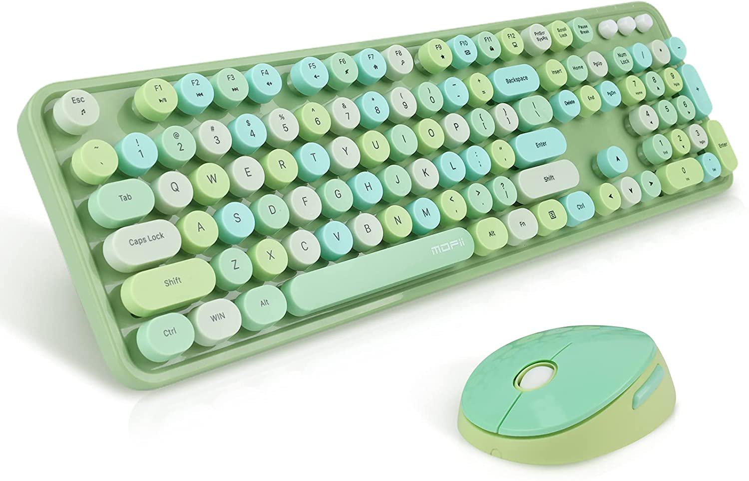 Green Wireless Keyboard and Mouse Combo, 2.4G USB Ergonomic Keyboard