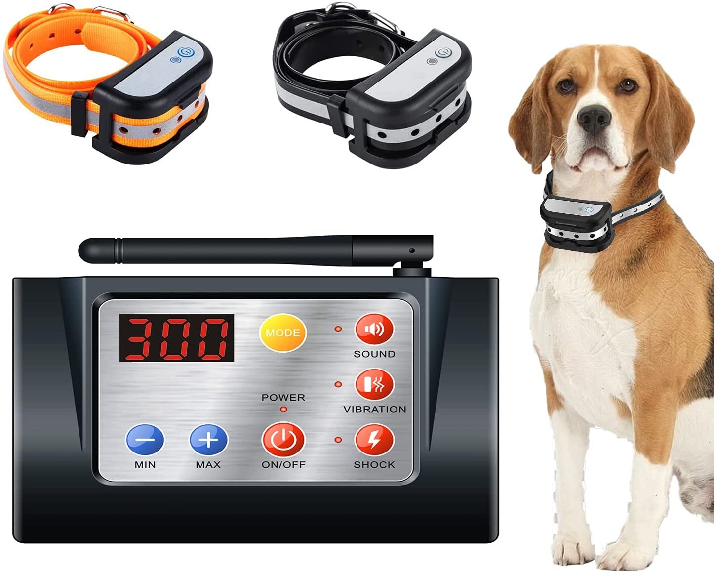 Wireless Dog Fence System, 2 in 1 Wireless Dog Fence with Training Collars