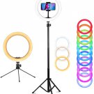 10" Ring Light with Stand, 26 Colors RGB LED Ring