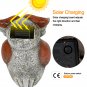 Garden Statue Owl Figurines,Solar Powered Resin Animal Sculpture