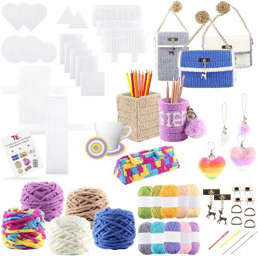 Plastic Canvas Kit,Mesh Canvas Sheets,Acrylic Yarn