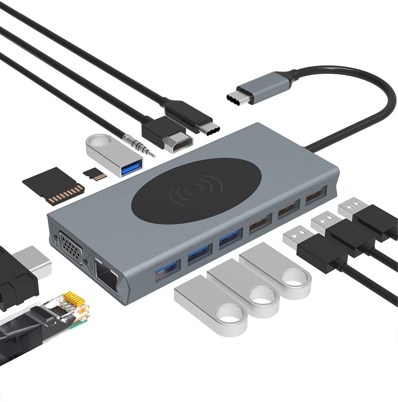 Docking Station,15 in 1 USB C Hub with Wireless