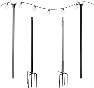 10ft Sturdy Backyard Poles for String Lights