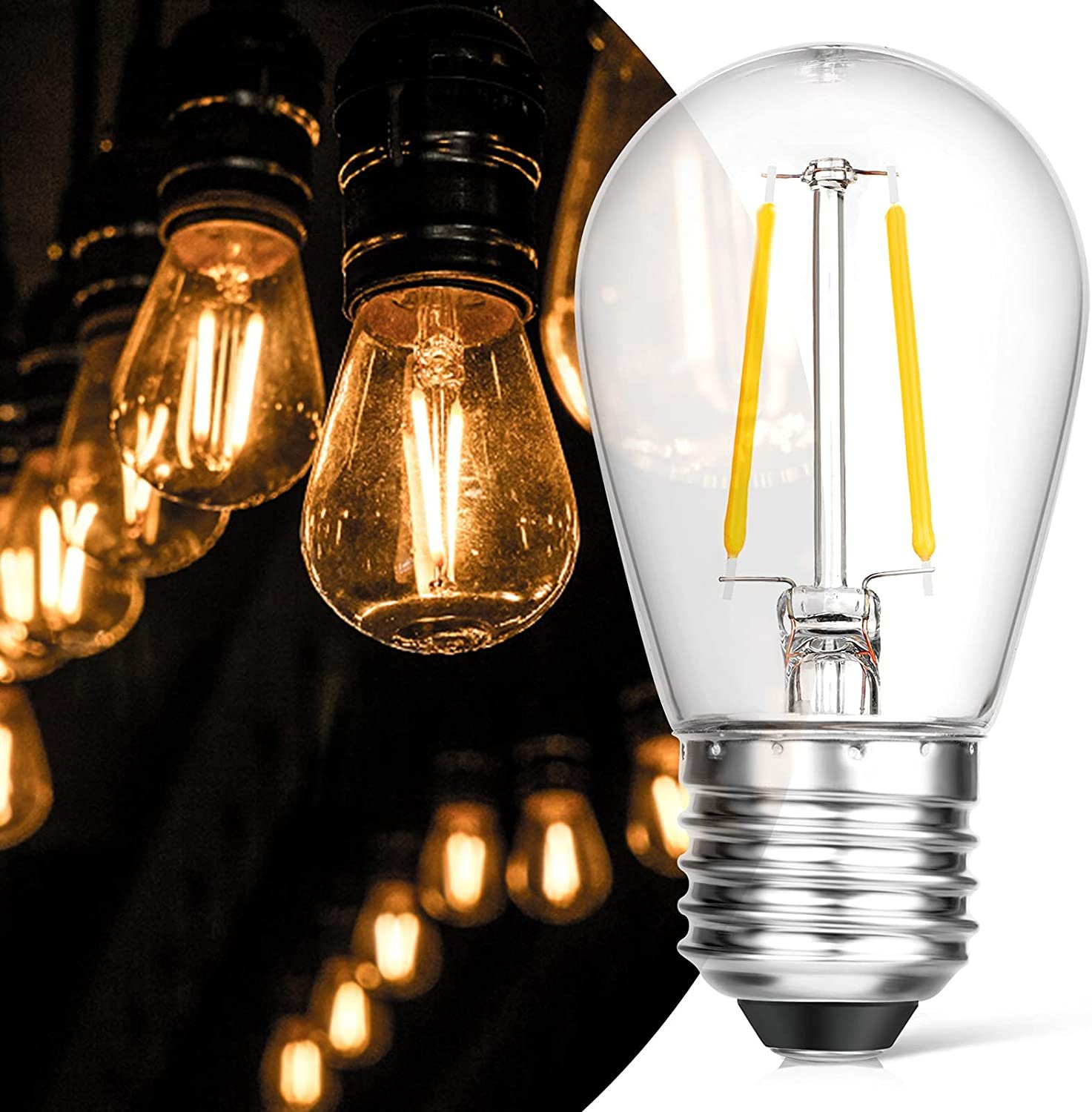 Outdoor String Light Bulbs, ECOVANIA 2W LED S14