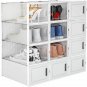 Storage Shoe Box, Foldable 6 Clear and 6 White Sneaker Display Box