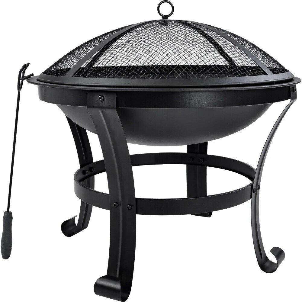 Outdoor Fire Pit Steel Wood Burning Camping BBQ Grill Heater with Spark