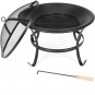 22 inch Steel Outdoor BBQ Grill Fire Pit Bowl Screen Cover Log Grate Poker for C