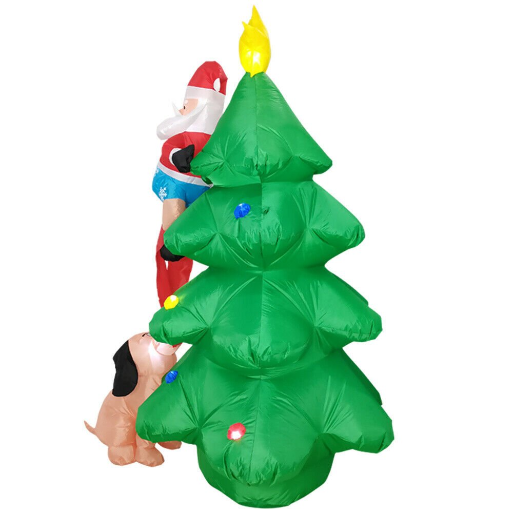 6FT Inflatables Lighted Christmas Tree with Santa Claus and Dog