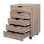 5 Drawers Mobile File Cabinet Office Storage Cabinet Rolling File Cabinet