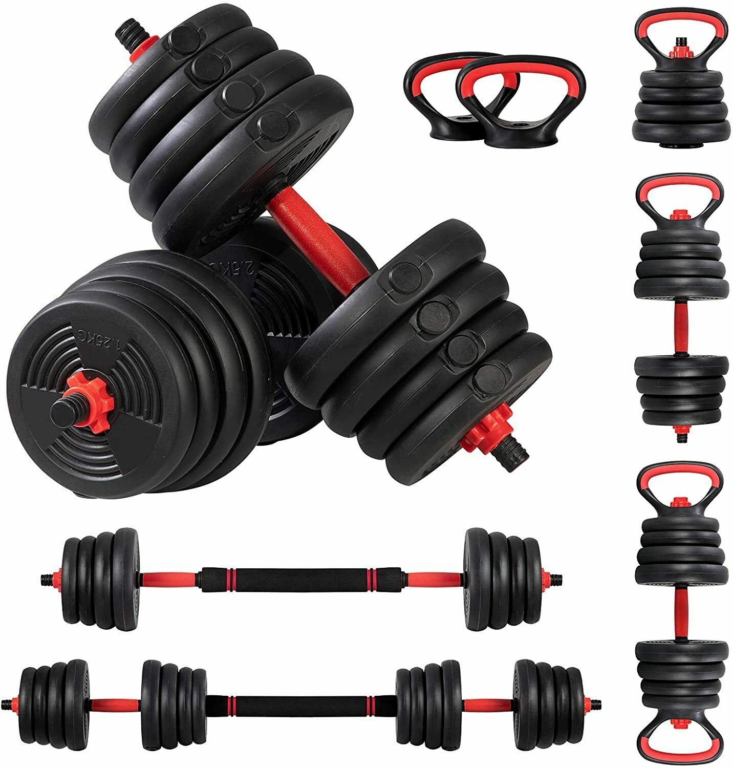 4 in 1 Adjustable Dumbbell Barbell Kettlebell Push Up Stand Set 44/66lbs