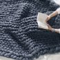1.2*1.5m, Dark Grey, Chunky Knit Blanket Handmade Knitting Warm Knitting Throw Blanket
