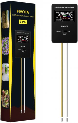 Soil pH Meter, FV03 Upgraded Large Screen Soil Moisture/Sunlight/pH