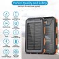 Portable Solar Power Bank Waterproof External Backup Battery Dual USB Outputs
