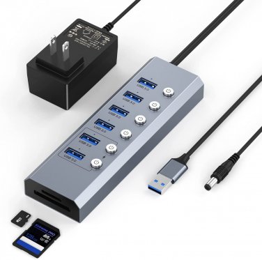 Powered USB 3.0 Hub, Aluminum USB Splitter
