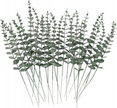 30 Pcs Artificial Eucalyptus Stems, Farmhouse Real Touch Eucalyptus Leaves Decor