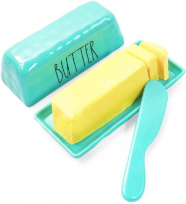 Butter Dish with Lid and Knife Polished Design Melamine Butter Keeper