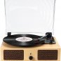 Vinyl Record Player Wireless Turntable with Built-In Speakers and USB Belt-Drive