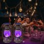 Solar Lantern Outdoor Hanging LED Vintage Lantern Purple Dancing Flame Solar Pow