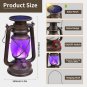Solar Lantern Outdoor Hanging LED Vintage Lantern Purple Dancing Flame Solar Pow
