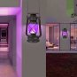 Solar Lantern Outdoor Hanging LED Vintage Lantern Purple Dancing Flame Solar Pow