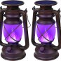 Solar Lantern Outdoor Hanging LED Vintage Lantern Purple Dancing Flame Solar Pow