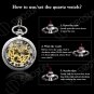Skeleton Pocket Watch Special 12-Little-Window Case Design Men Black Mechanical